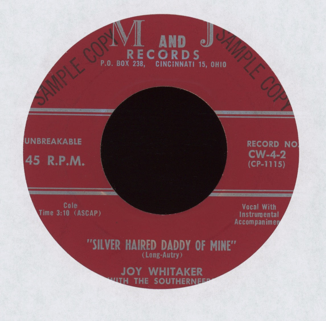 Joy Whitaker - Silver Haired Daddy Of Mine on M and J Rite Press Country 45