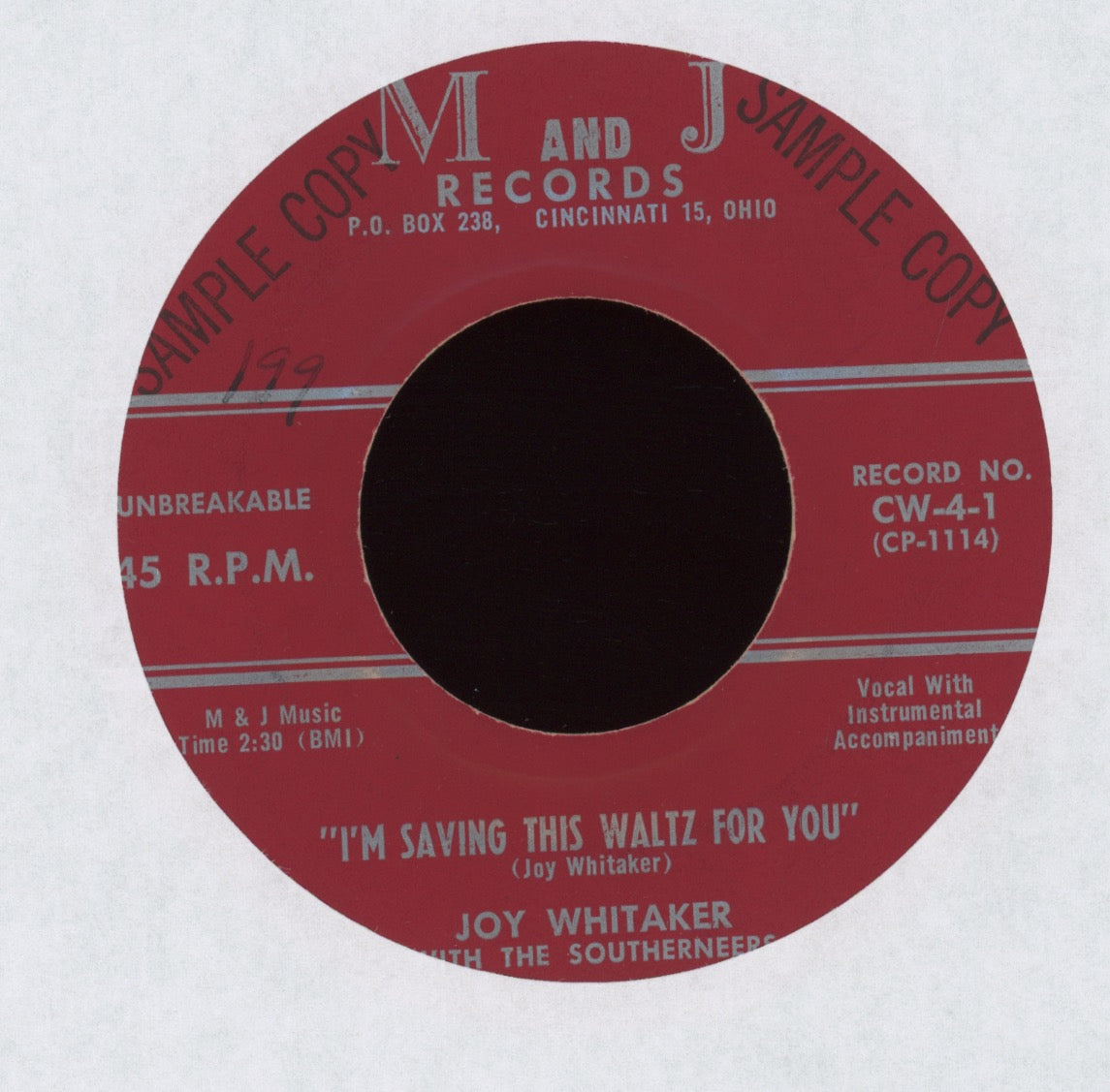 Joy Whitaker - Silver Haired Daddy Of Mine on M and J Rite Press Country 45