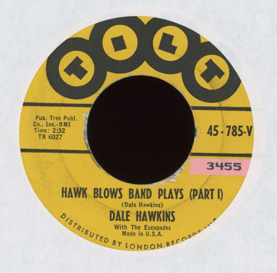 Dale Hawkins - Hawk Blows Band Plays on Tilt R&B Sax Rocker 45