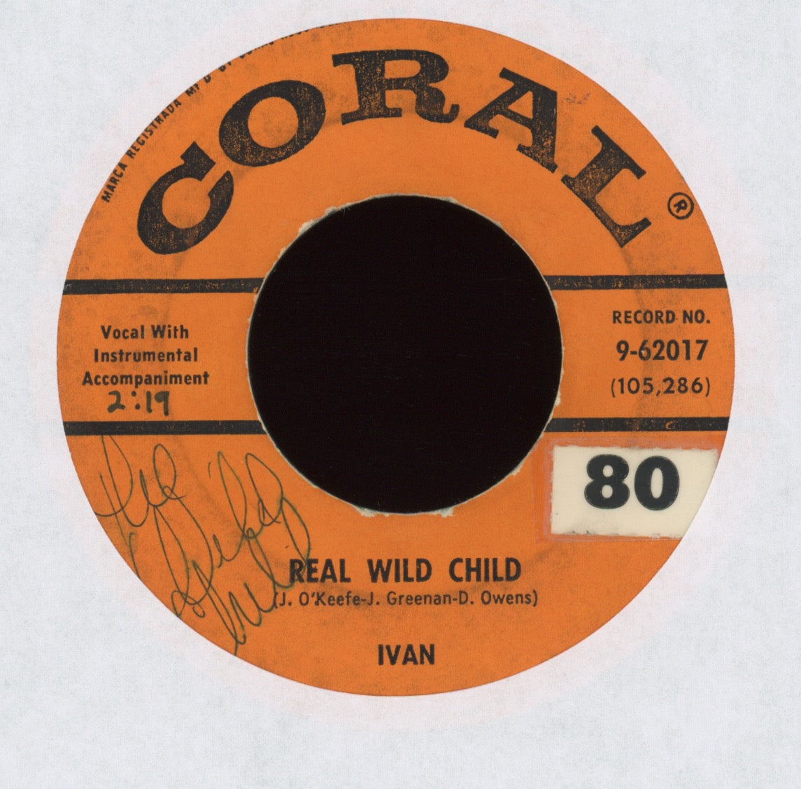 Ivan - Real Wild Child on Coral Rockabilly 45