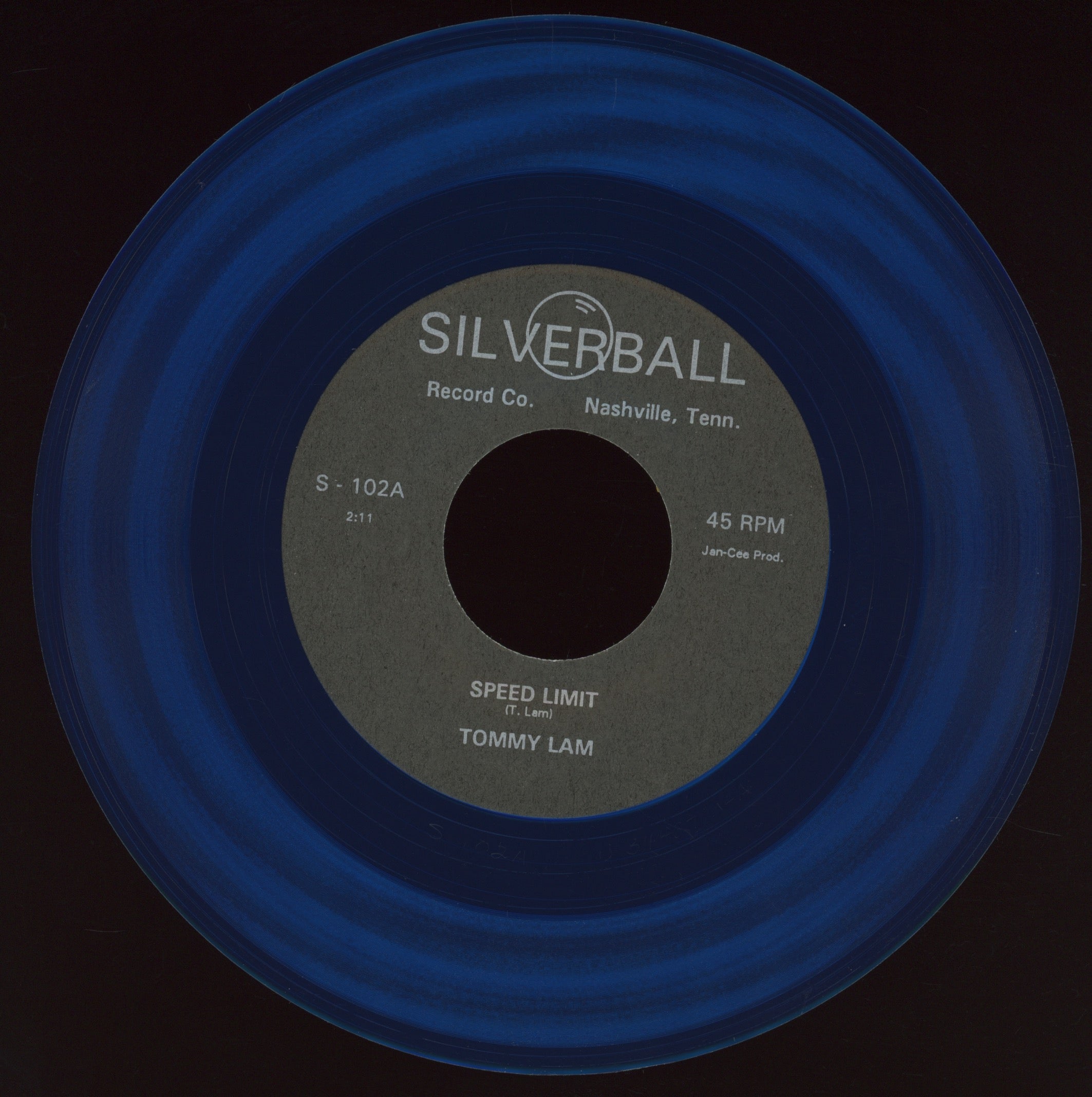 Tommy Lam / Jerry Lee Williams - Speed Limit / Outta Gas on Silverball Blue Vinyl Rockabilly Repro
