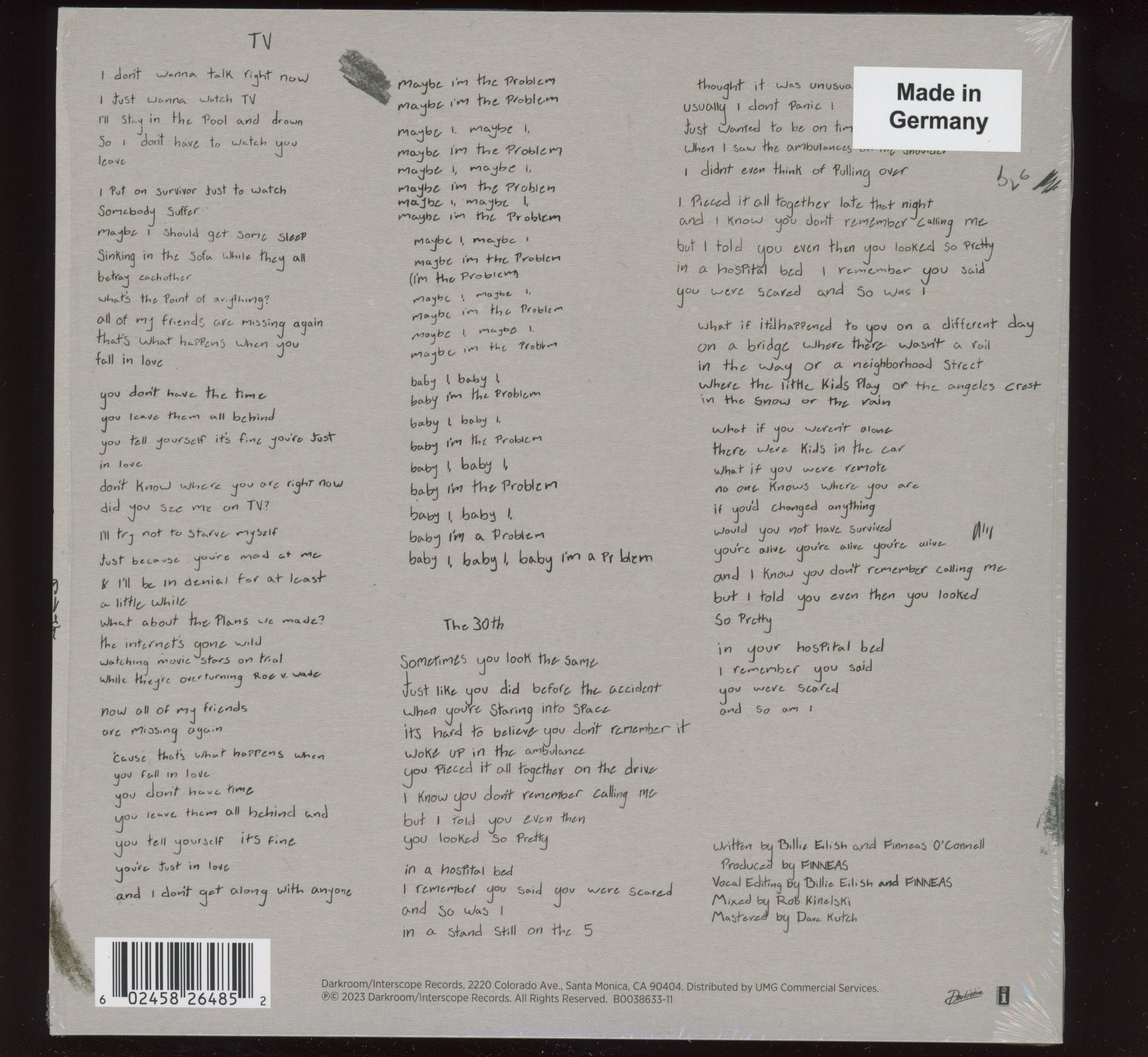 Billie Eilish - Guitar Songs on Darkroom Interscope Ltd Bioplastic Green Vinyl 7" 45