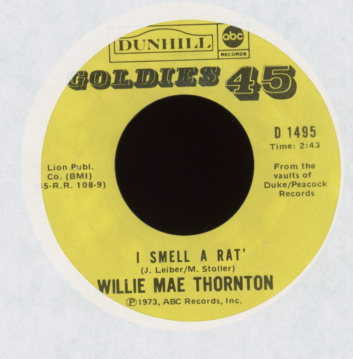 Willie Mae Thornton - Hound Dog / I Smell A Rat on Dunhill Oldies 45 Reissue