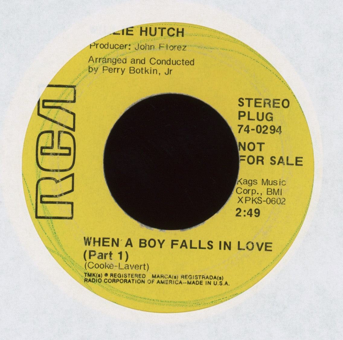 Willie Hutch - When A Boy Falls In Love on RCA Promo Northern Soul 45