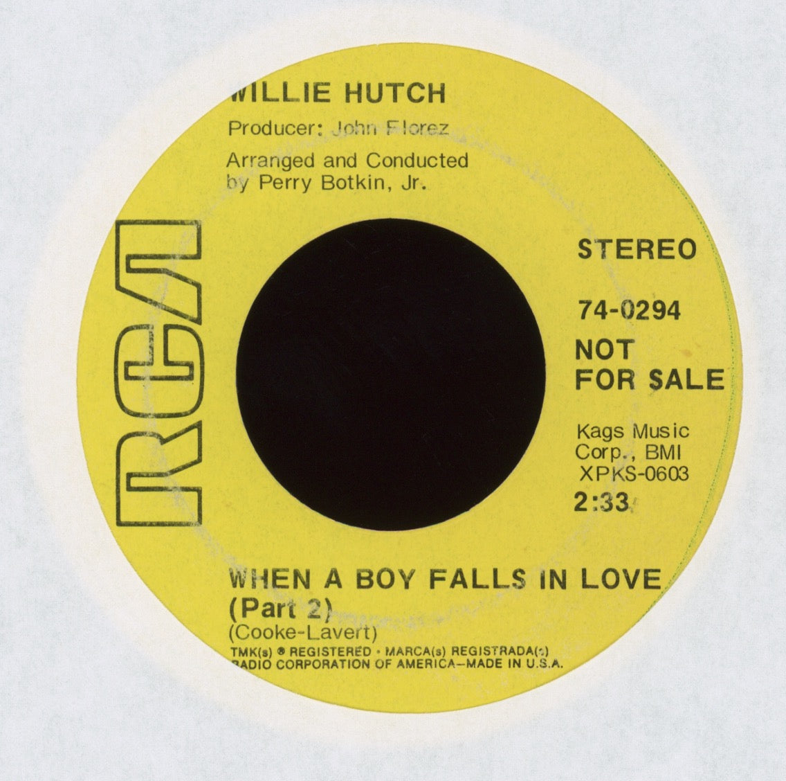 Willie Hutch - When A Boy Falls In Love on RCA Promo Northern Soul 45