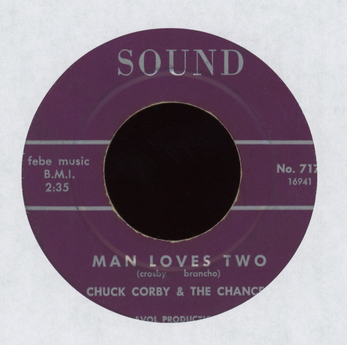 Chuck Corby & The Chances - Man Loves Two on Sound Northern Soul 45