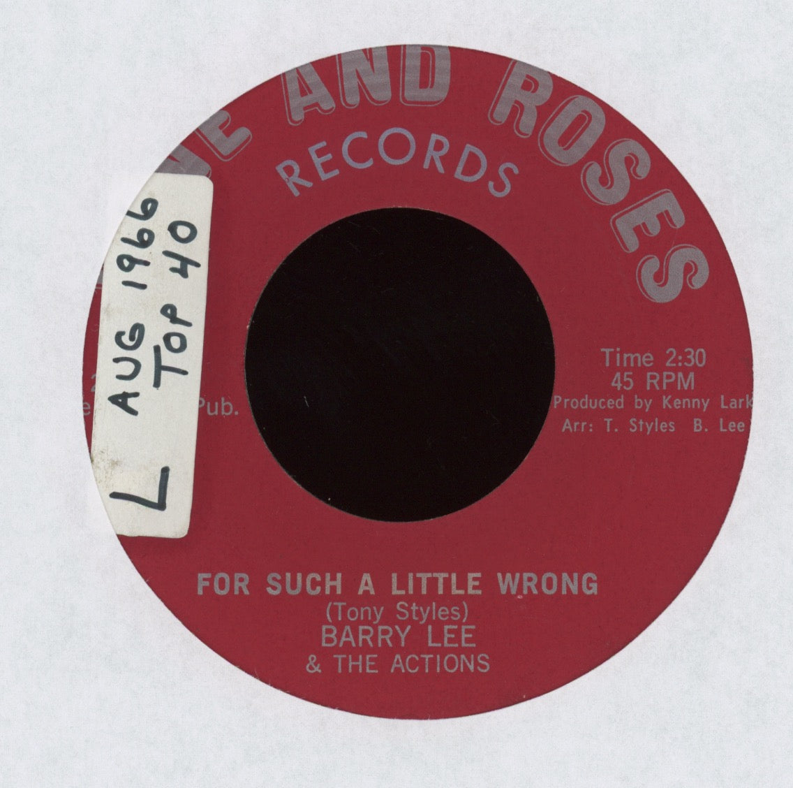 Barry Lee And The Actions - Try Me on Wine and Roses Garage 45