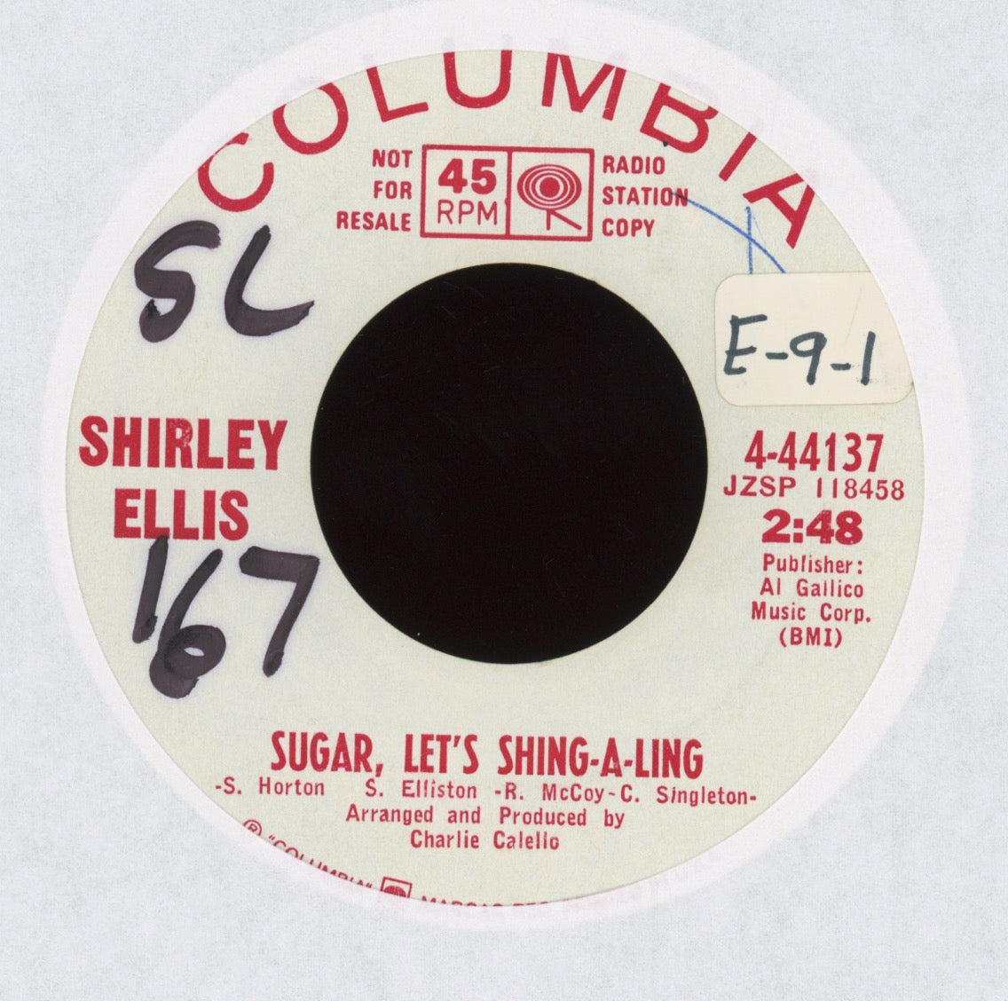 Shirley Ellis - Sugar, Let's Shing-A-Ling on Columbia Promo Northern Soul 45