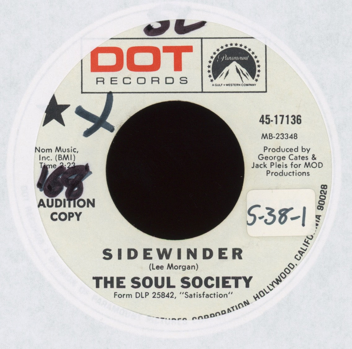 The Soul Society - Afro-Desia on Dot Promo Latin Soul 45