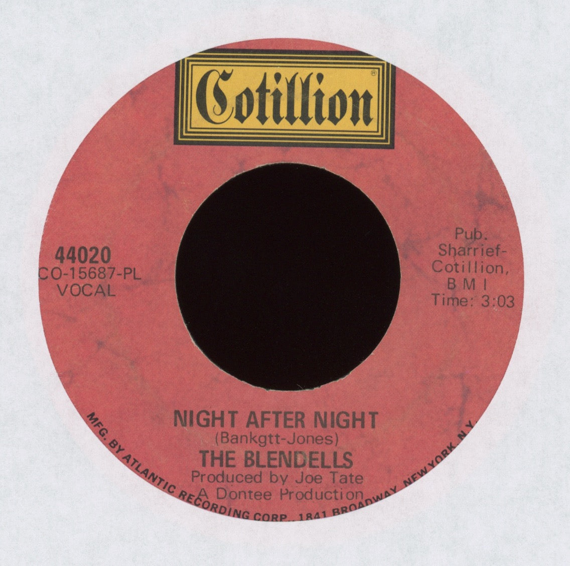 The Blendels - Night After Night on Cotillion Deep Soul 45