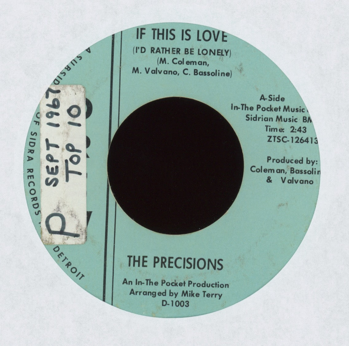The Precisions - If This Is Love (I'd Rather Be Lonely) on Drew Northern Soul 45