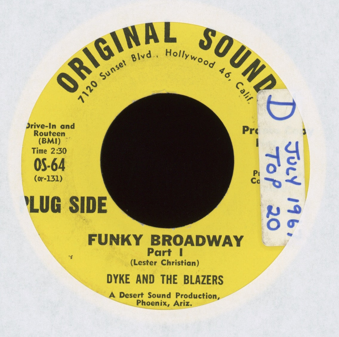 Dyke & The Blazers - Funky Broadway on Original Sound Promo Funk 45