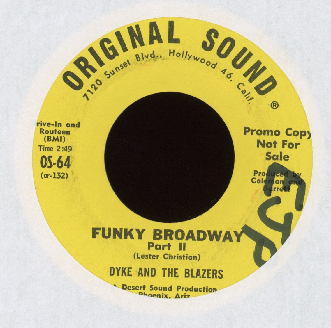 Dyke & The Blazers - Funky Broadway on Original Sound Promo Funk 45