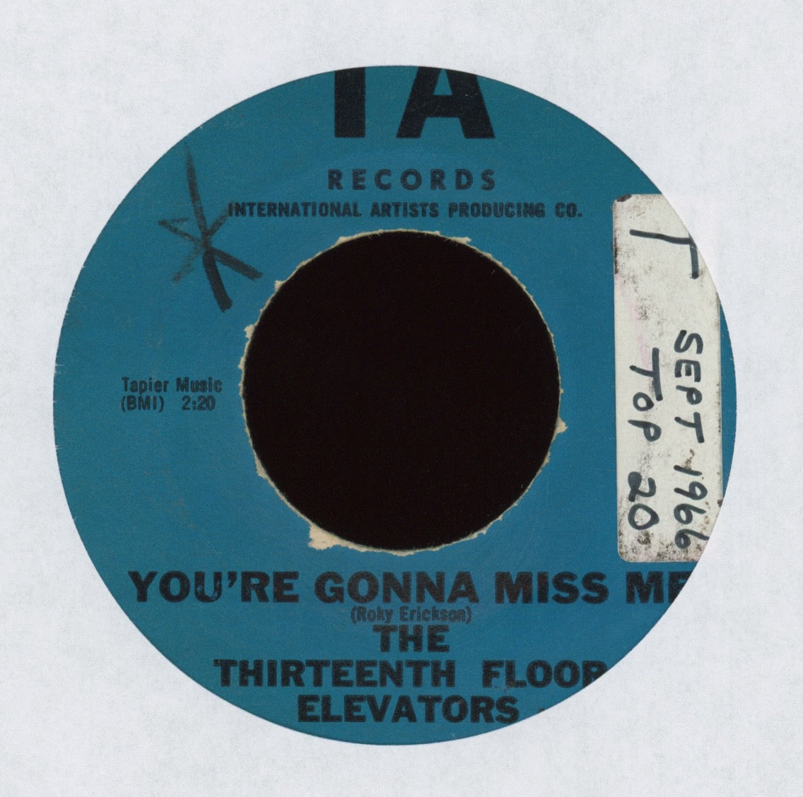 13th Floor Elevators - You're Gonna Miss Me on International Artists Garage 45