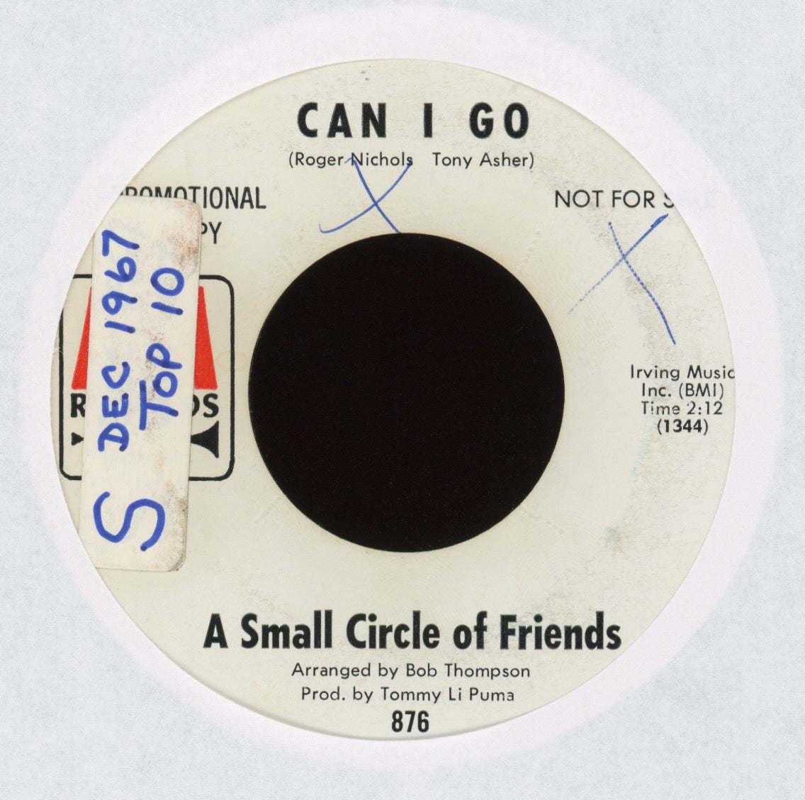 A Small Circle Of Friends - Can I Go on A&M Promo Pop Psych 45