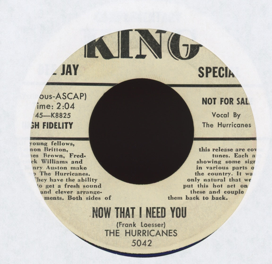 The Hurricanes - Priceless on King Bio Promo R&B Doo Wop 45