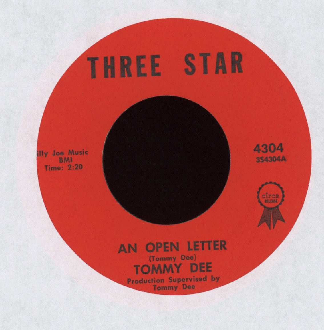 Tommy Dee - Ballad Of A Drag Race on Three Star Hot Rod Pop 45