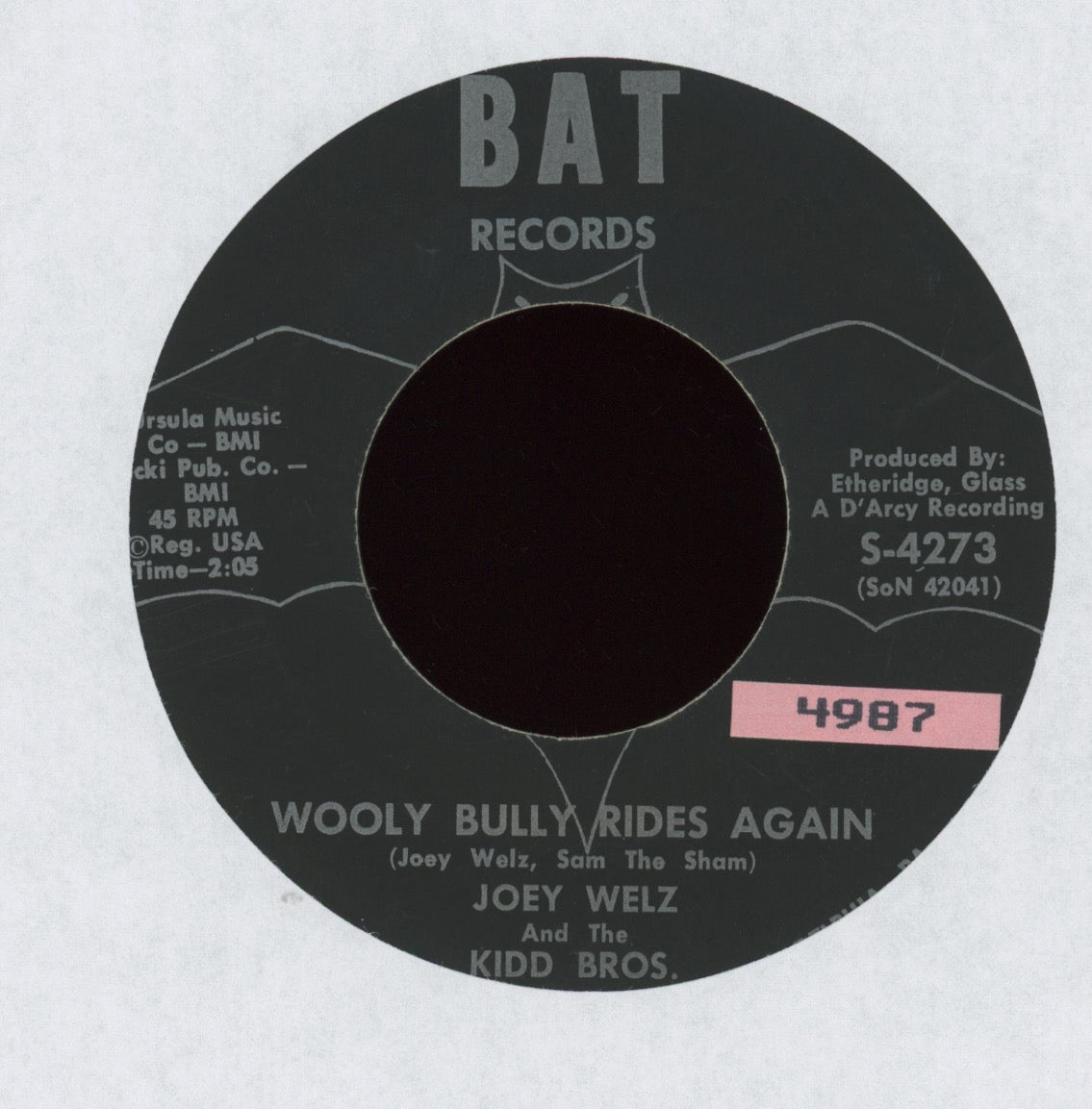 Joey Welz - Wooly Bully Rides Again /The Ooby Duby on Bat Garage Rocker 45