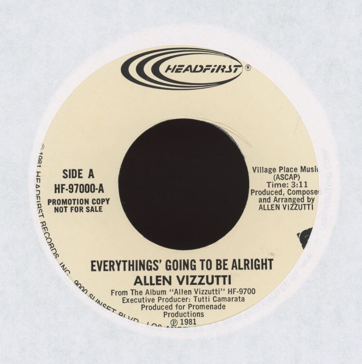 Allen Vizzutti - Everything's Going To Be Alright on Headfirst Promo Instro Soul Jazz Fusion 45