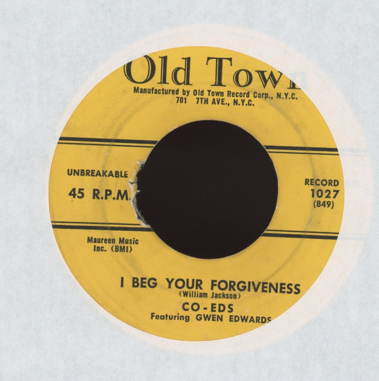 Co-Eds - I Beg Your Forgiveness on Old Town R&B Doo Wop 45
