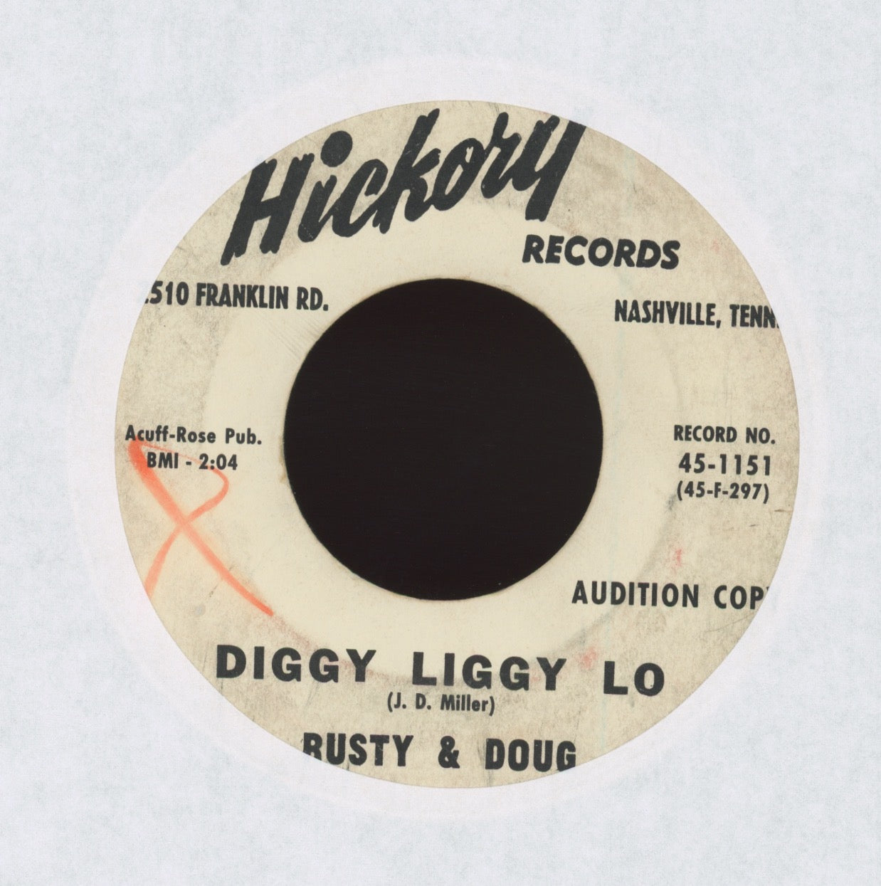 Rusty & Doug Kershaw - Hey Mae on Hickory Promo Rockabilly 45