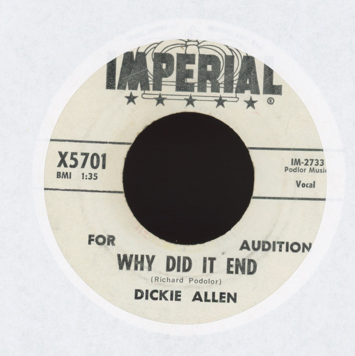 Dickie Allen - Sally Ann on Imperial Promo Teen Rock 45