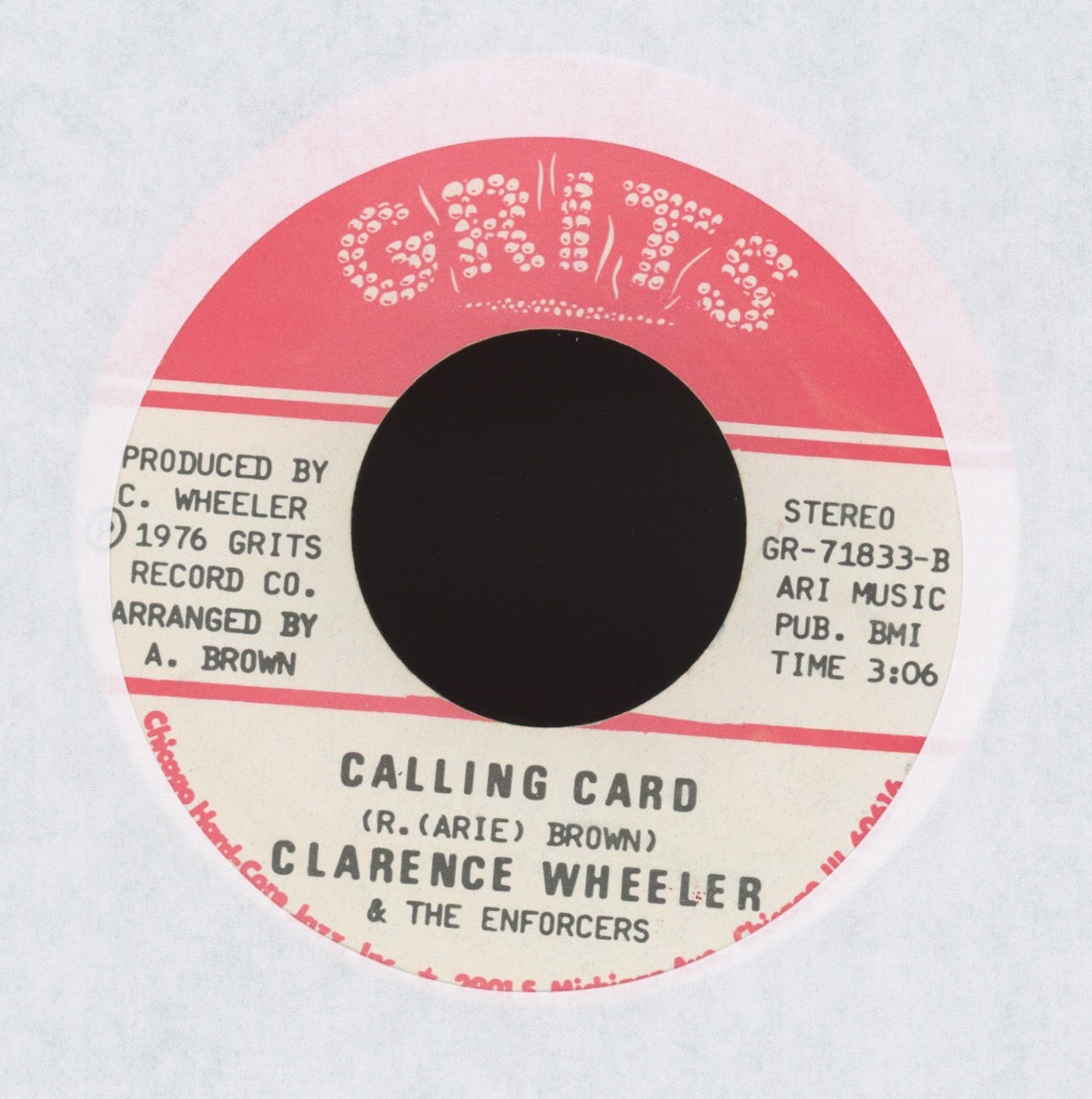 Clarence Wheeler & The Enforcers - Calling Card on Grits Soul Jazz 45