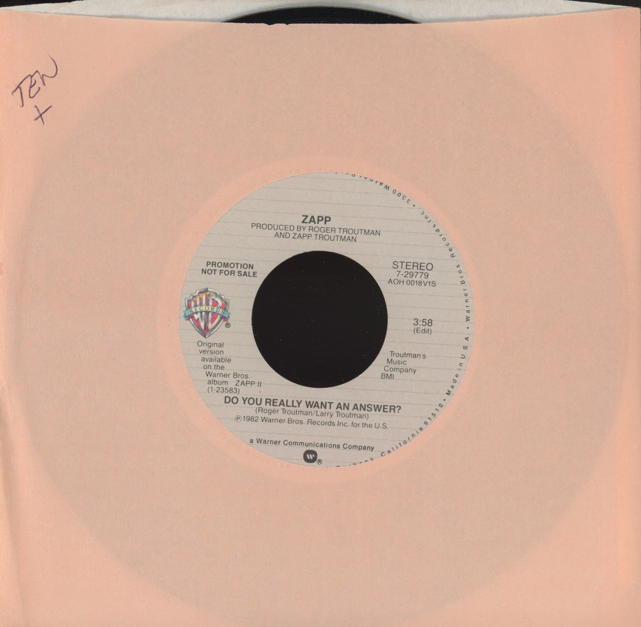 Zapp - Do You Really Want An Answer? on Warner Bros Modern Soul 45