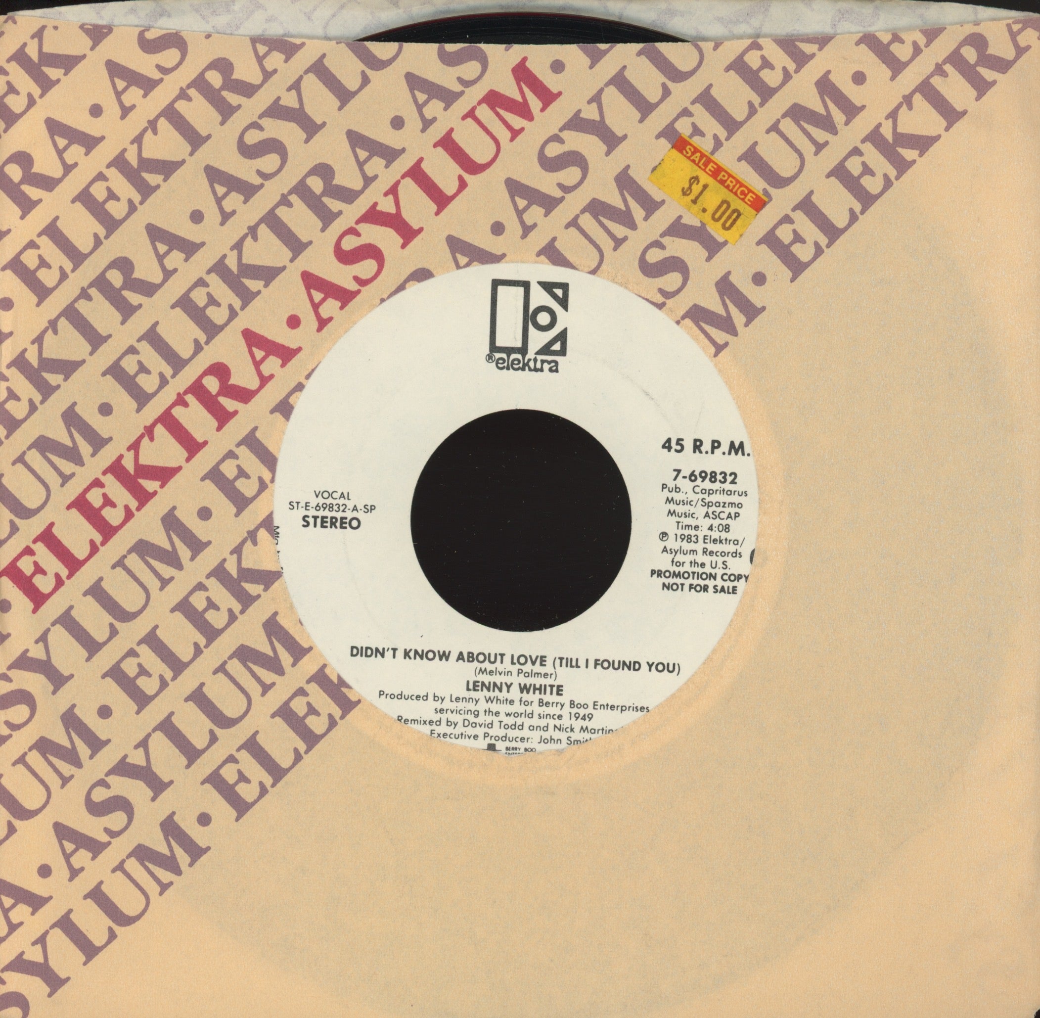 Lenny White - Didn't Know About Love (Till I Found You) on Elektra Promo Modern Soul 45