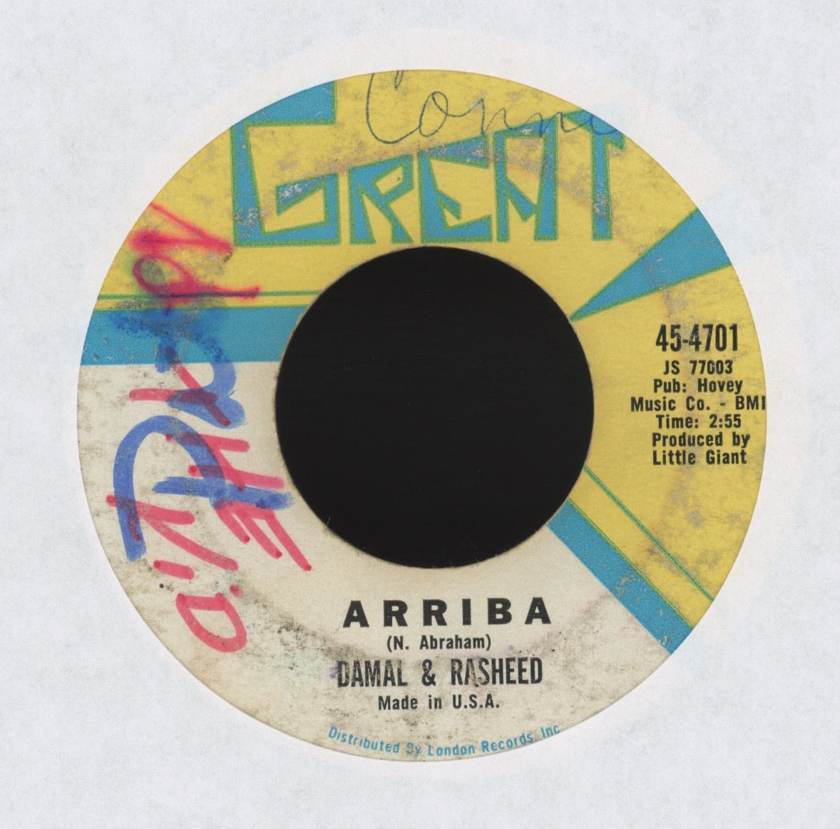 Damal & Rasheed - Arriba on Great R&B Rocker 45