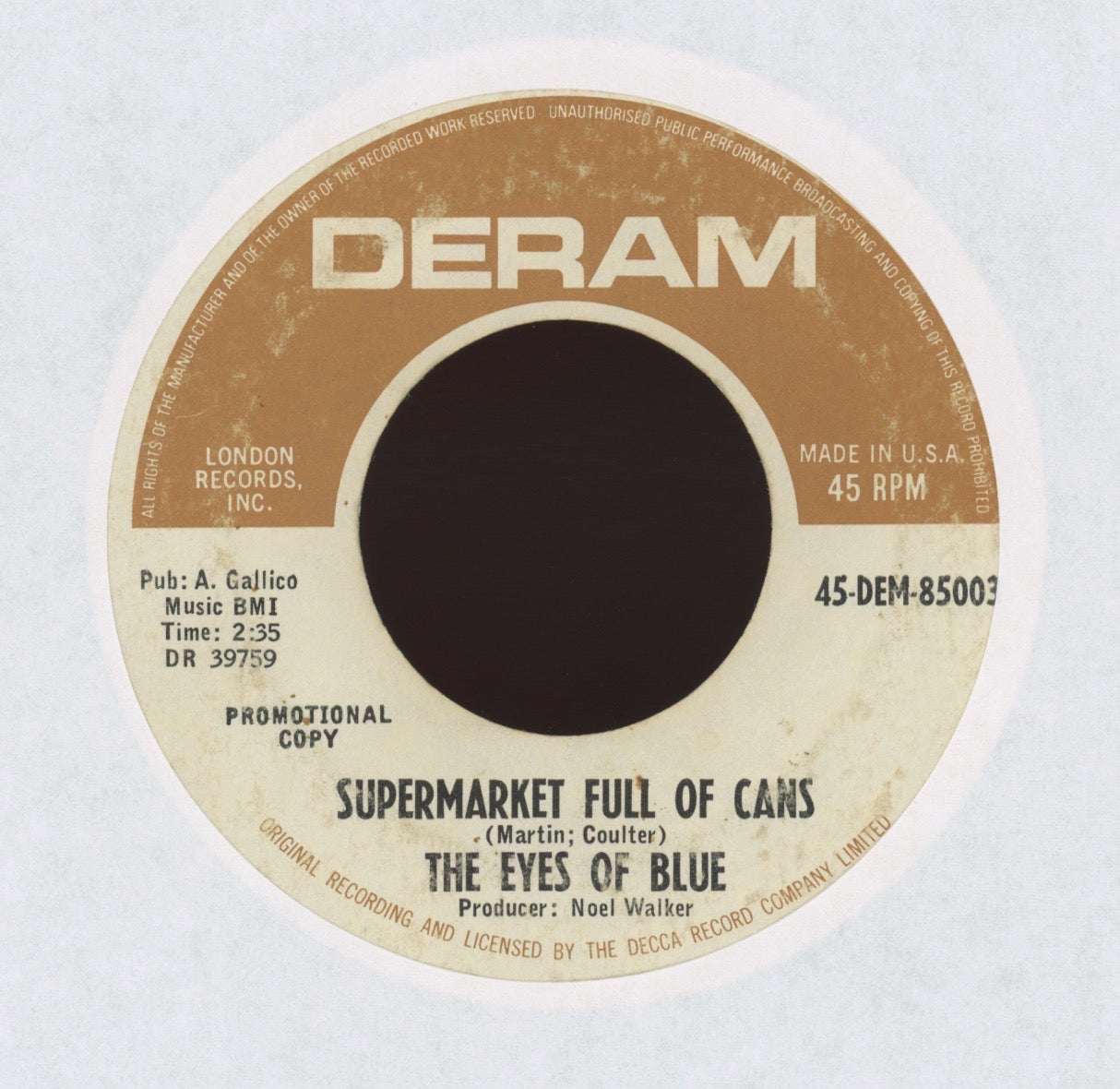 Eyes Of Blue - Supermarket Full Of Cans on Deram Promo Mod Beat Dancer 45