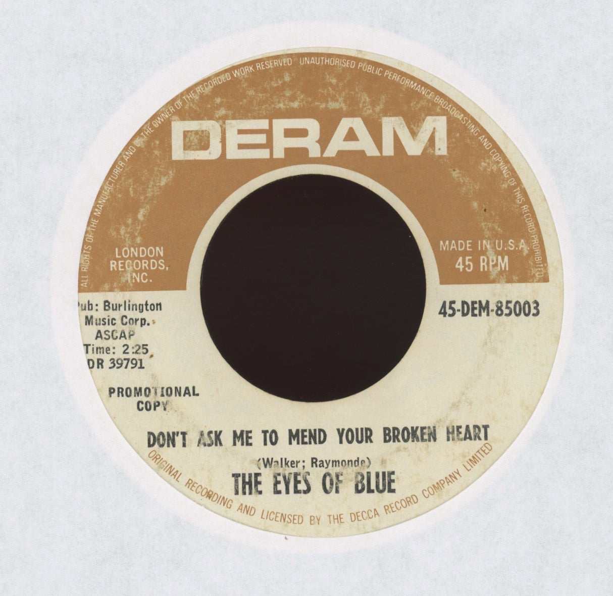 Eyes Of Blue - Supermarket Full Of Cans on Deram Promo Mod Beat Dancer 45