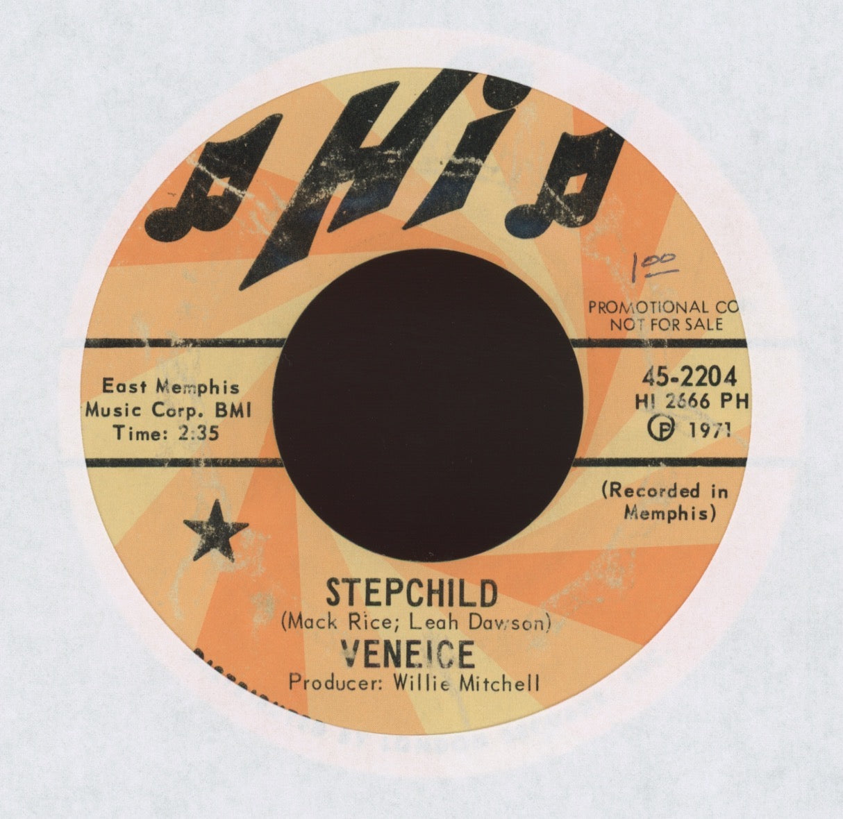 Veniece - Stepchild on Hi Promo Soul Funk 45