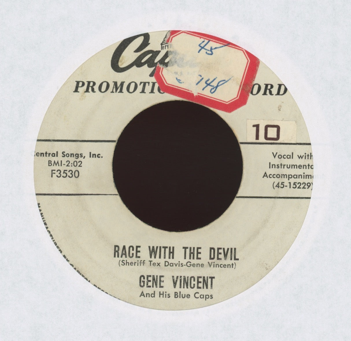 Gene Vincent & His Blue Caps - Race With The Devil on Capitol Promo Rockabilly 45