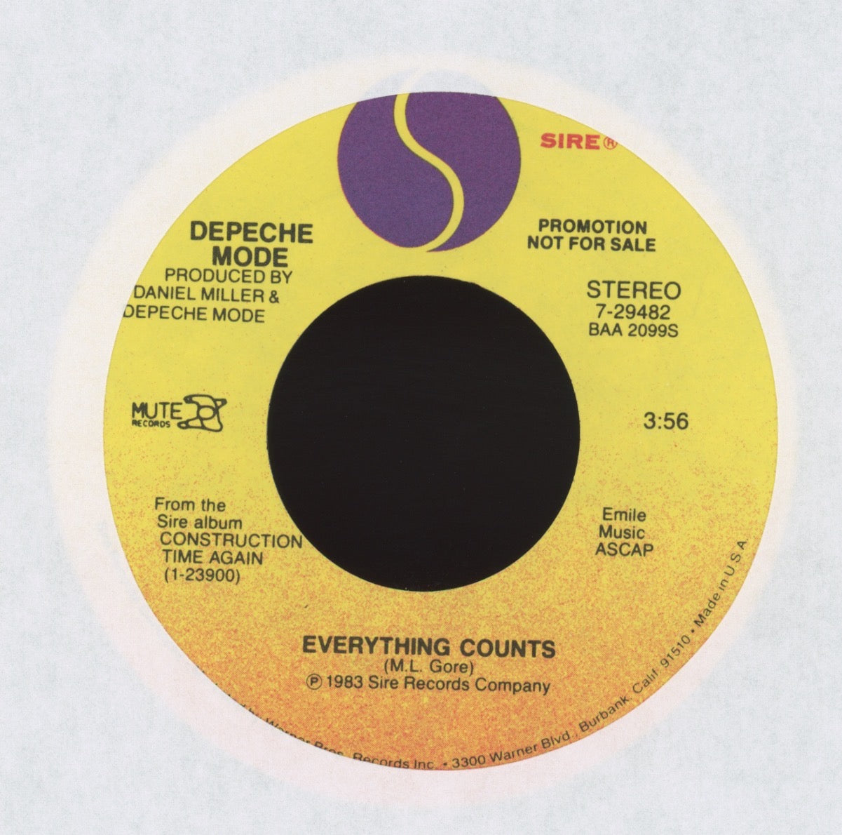 Depeche Mode - Everything Counts on Sire Promo 45