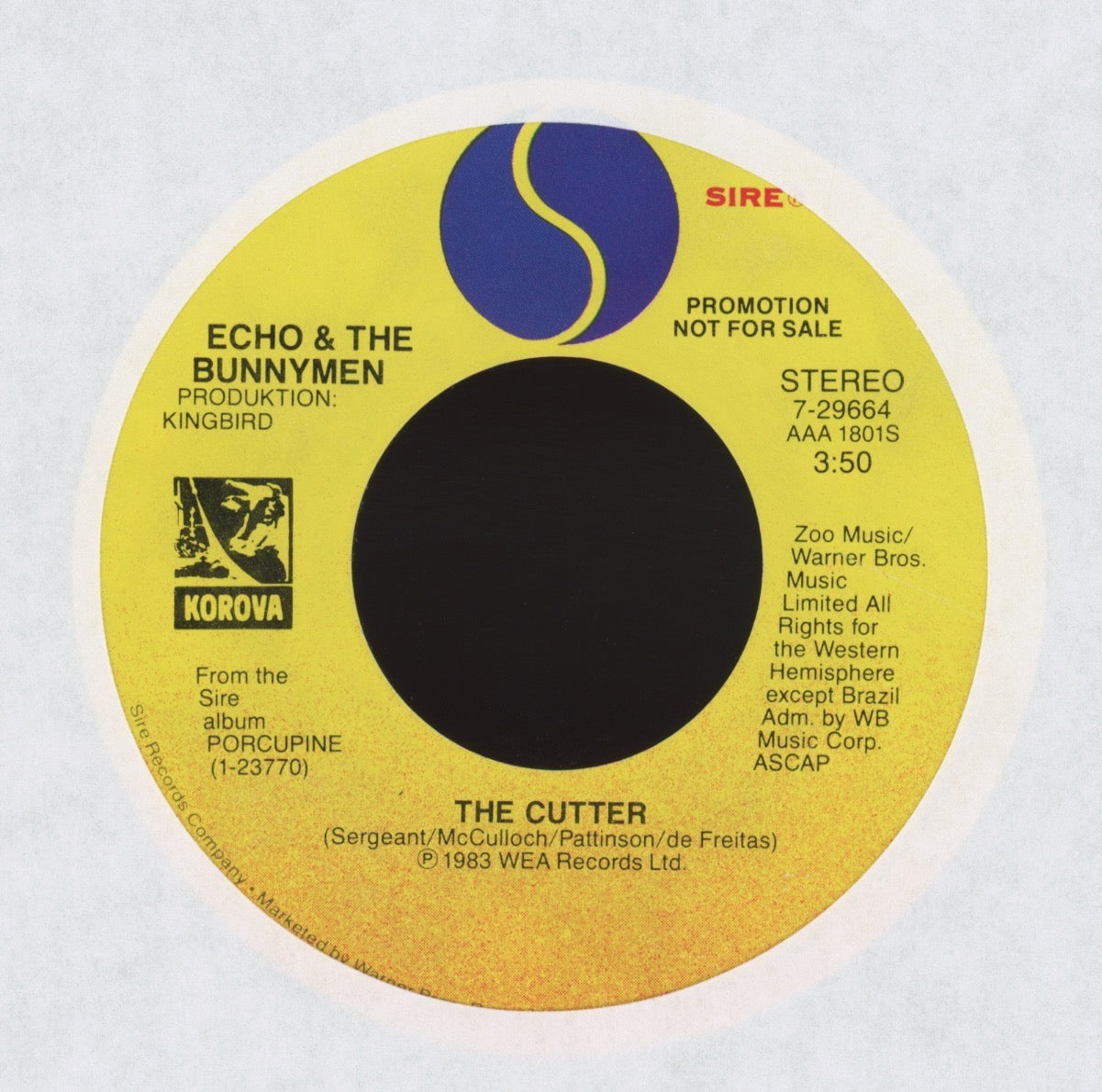 Echo & The Bunnymen - The Cutter on Sire Promo 45