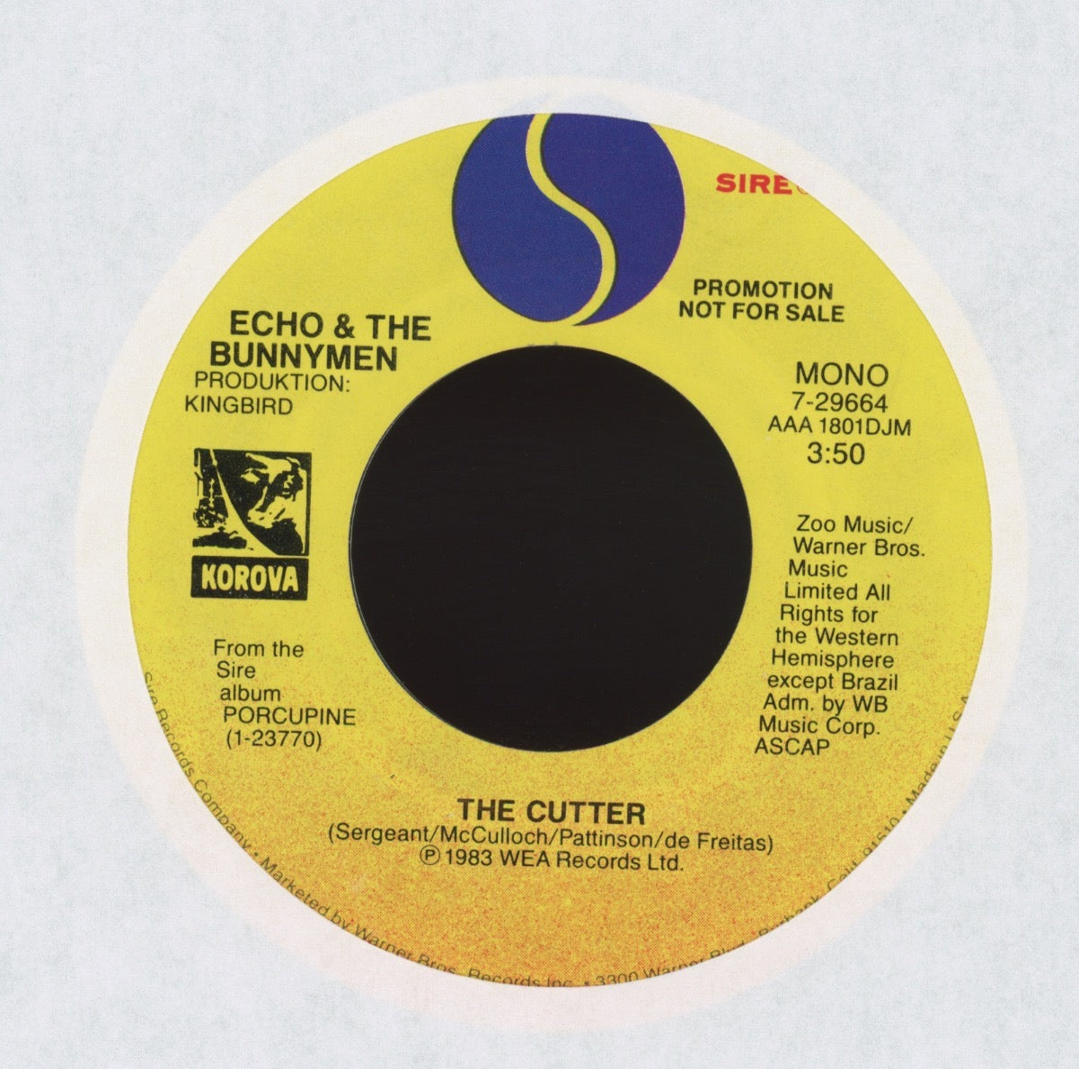 Echo & The Bunnymen - The Cutter on Sire Promo 45
