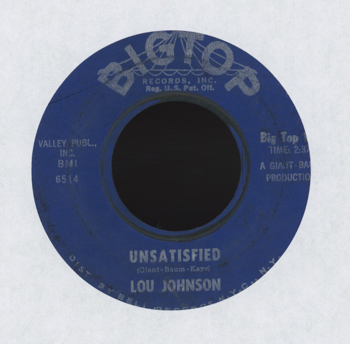Lou Johnson - Unsatisfied on Bigtop Northern Soul 45