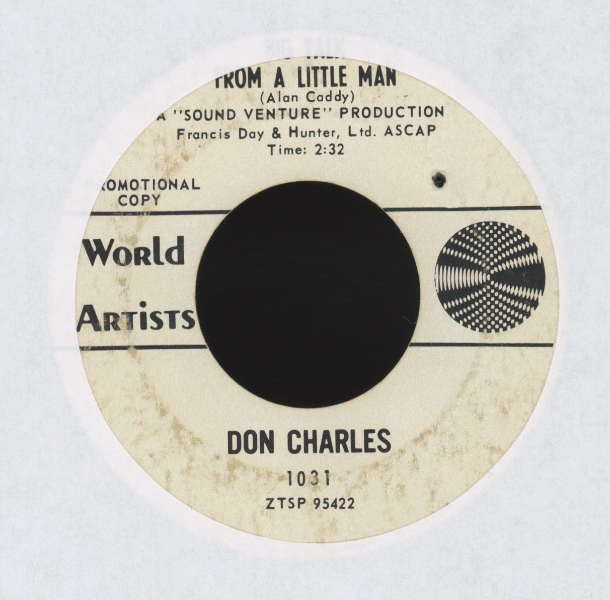 Don Charles - She's Mine / Big Talk From A Little Man on World Artists Promo Garage Mod Beat 34