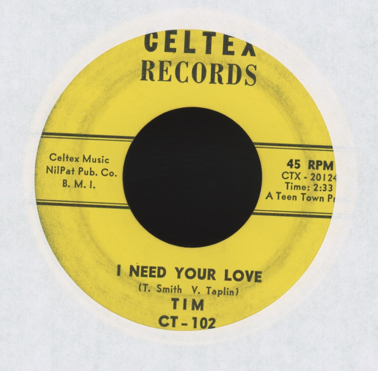 Tim - I Need Your Love on Celtex Northern Soul 45