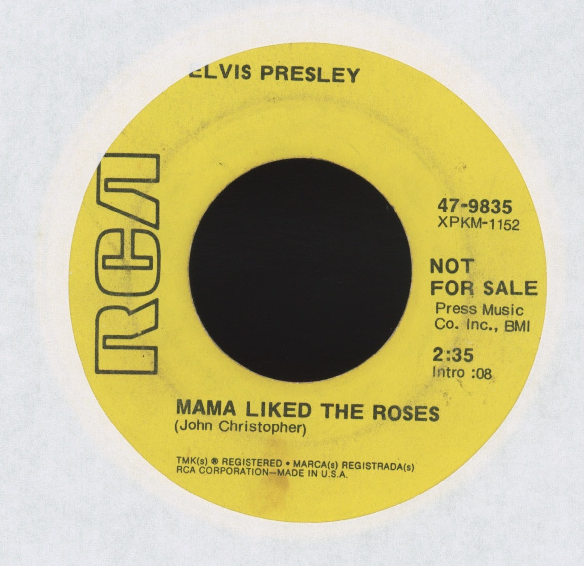 Elvis Presley - The Wonder Of You / Mama Liked The Roses on RCA Promo 45