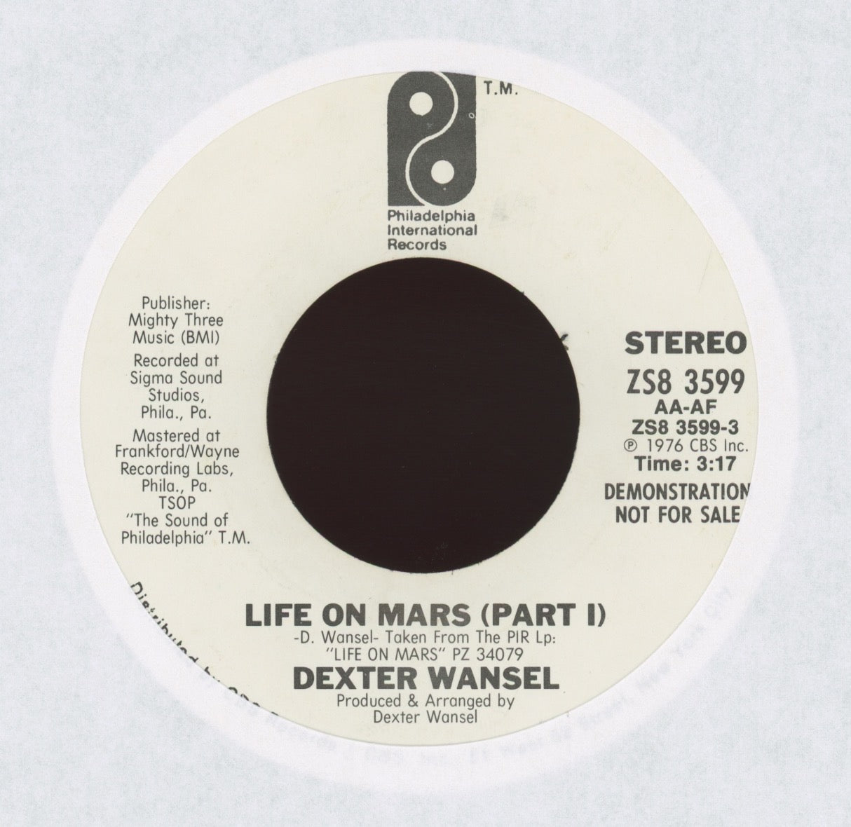 Dexter Wansel - Life On Mars on Philadelphia Intl Promo Funk 45