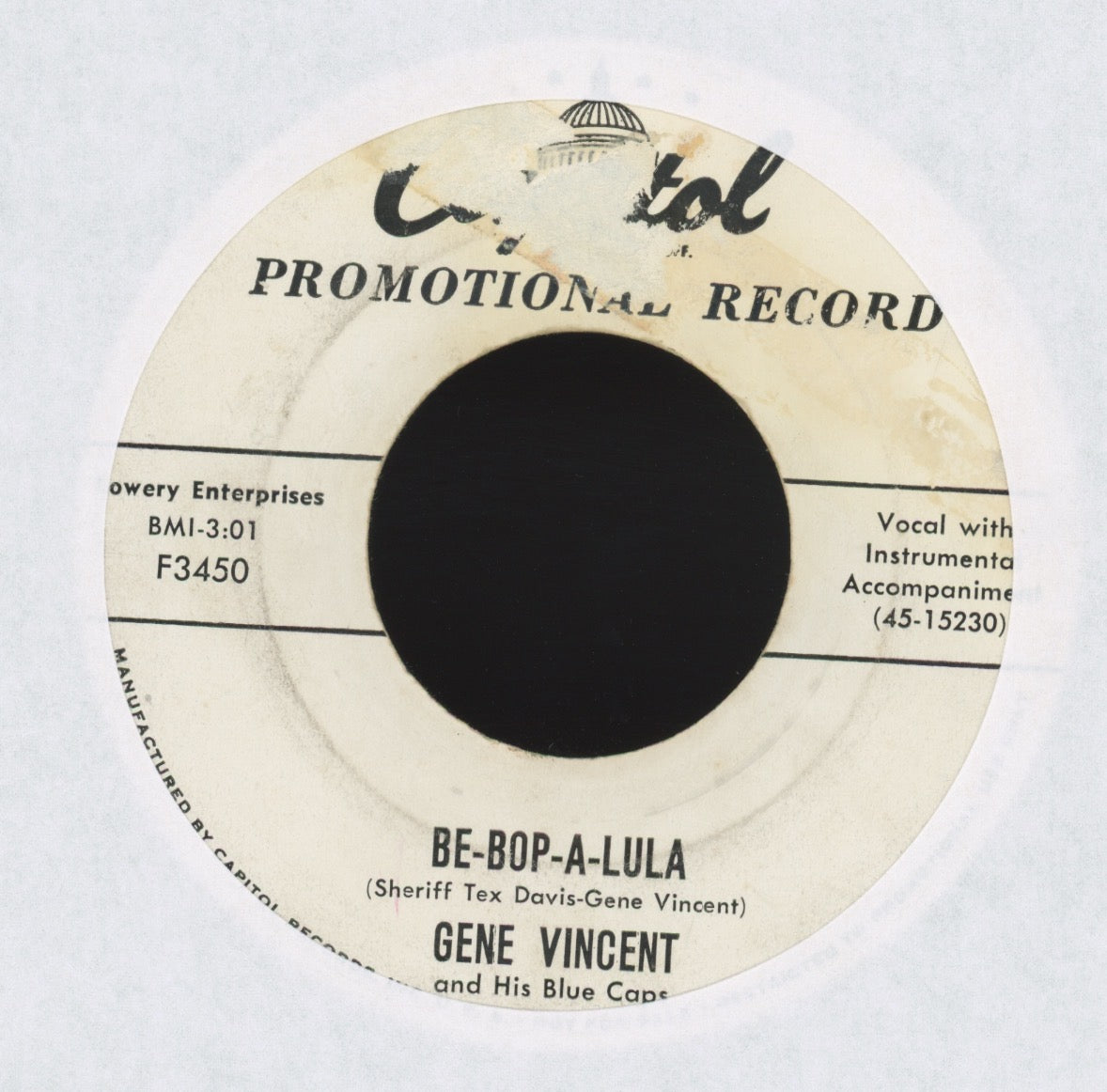 Gene Vincent & His Blue Caps - Be-Bop-A-Lula on Capitol Promo Rockabilly 45