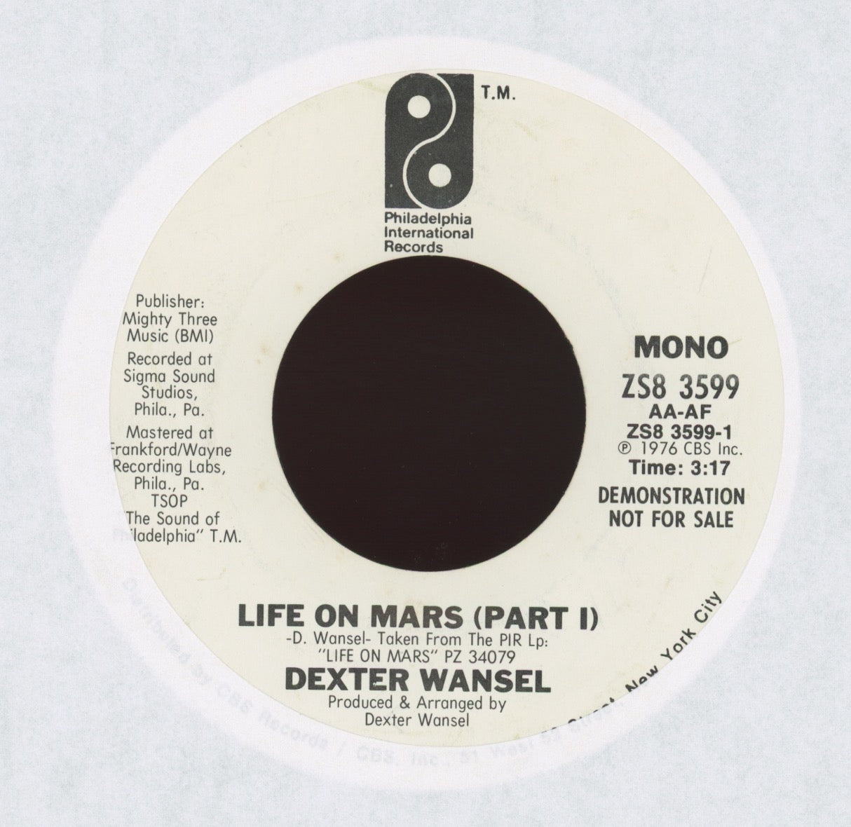 Dexter Wansel - Life On Mars on Philadelphia Intl Promo Funk 45