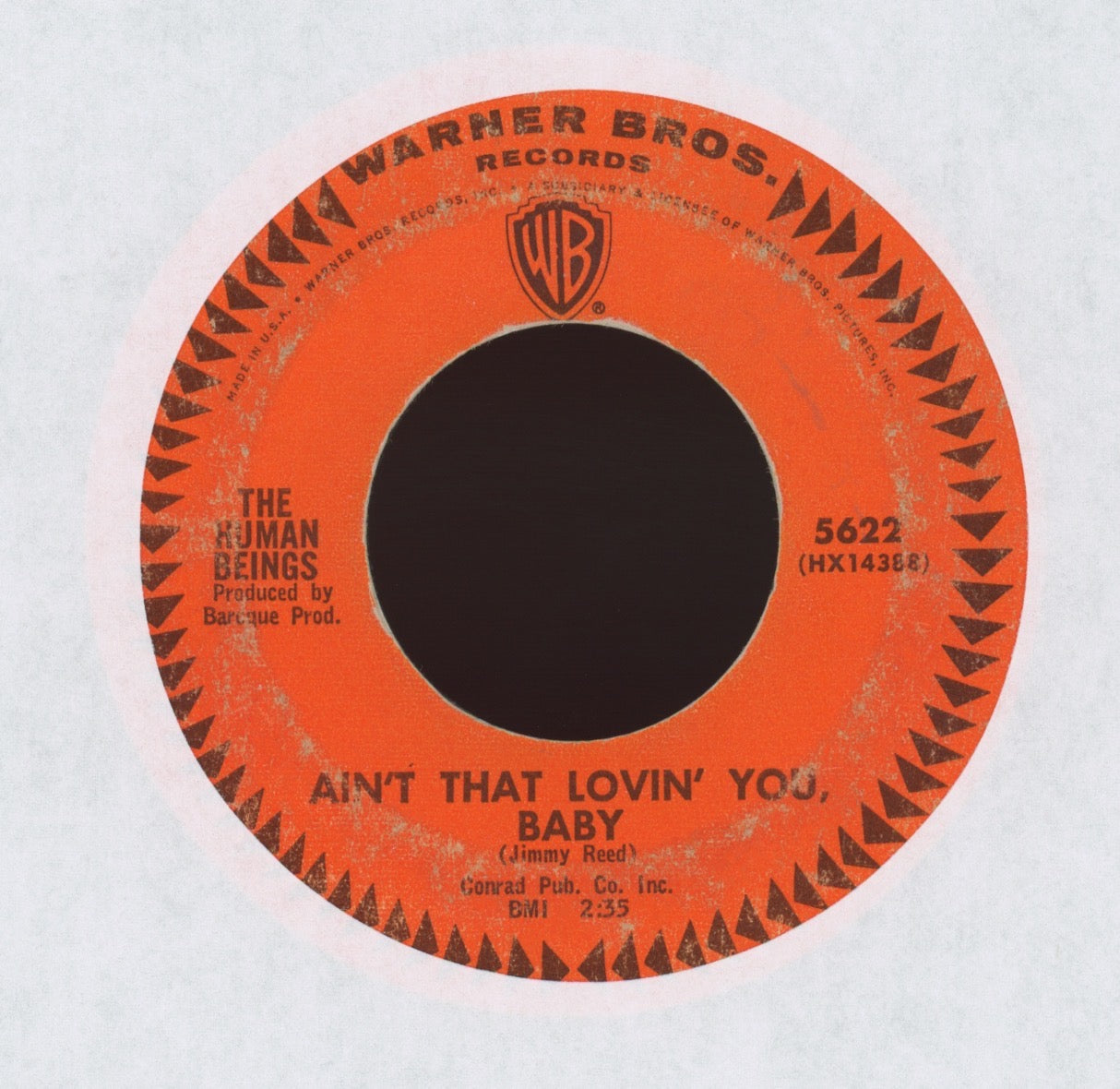 The Human Beings - Because I Love Her on Warner Bros Garage 45