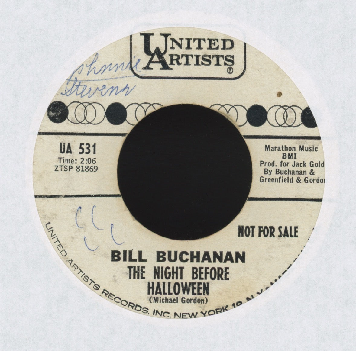 Bill Buchanan - Beware on United Artists Promo Halloween Horror 45