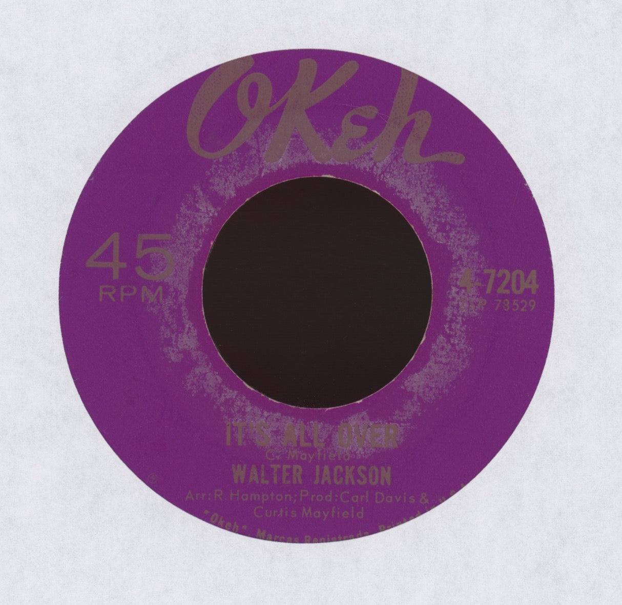 Walter Jackson - It's All Over on Okeh Northern Soul 45