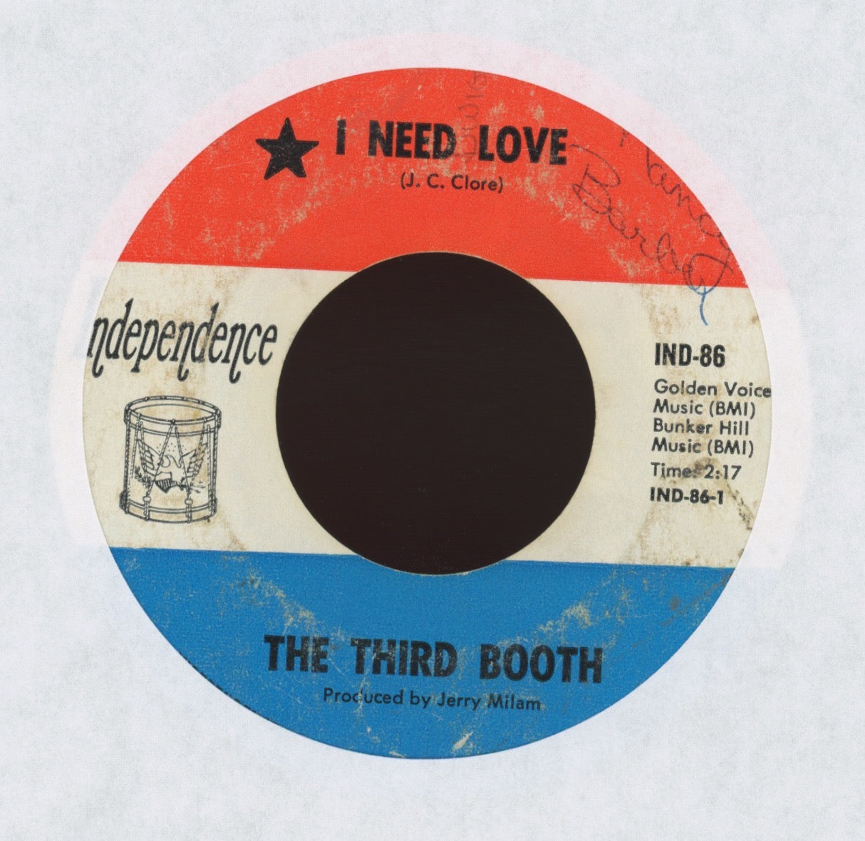 The Third Booth - I Need Love on Independence Garage Fuzz 45