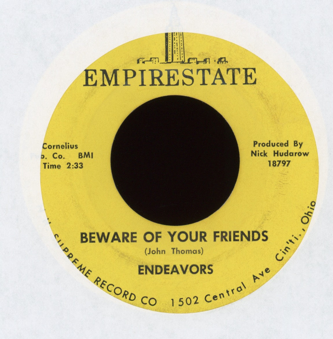 The Endeavors - I Can't Help Crying / Beware Of Your Friends on Empire State Northern Soul 45