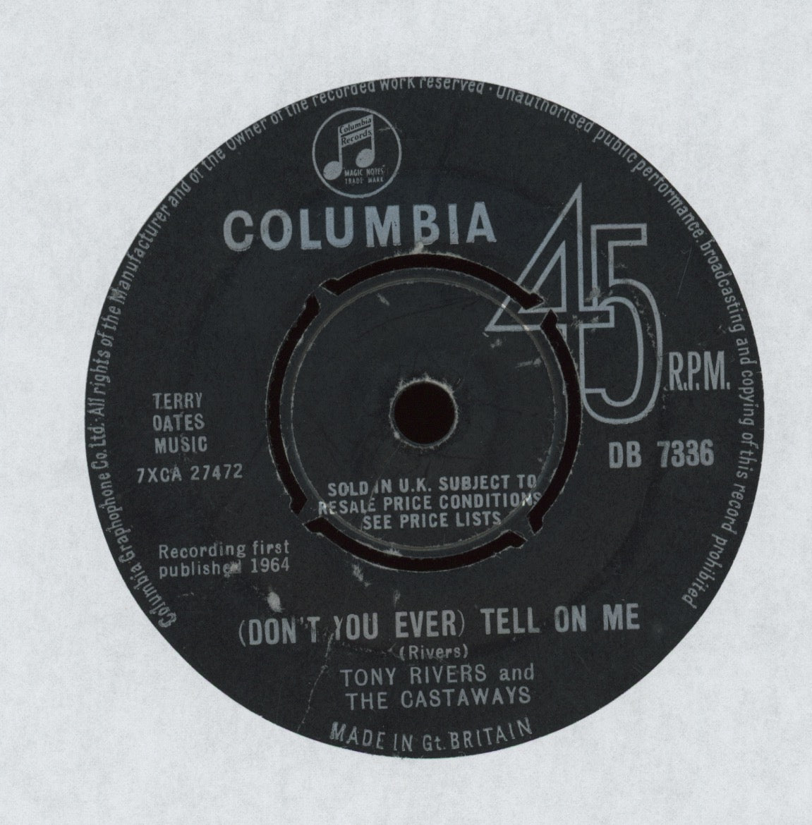 Tony Rivers And The Castaways - Life's Too Short on Columbia UK Mod Beat 45